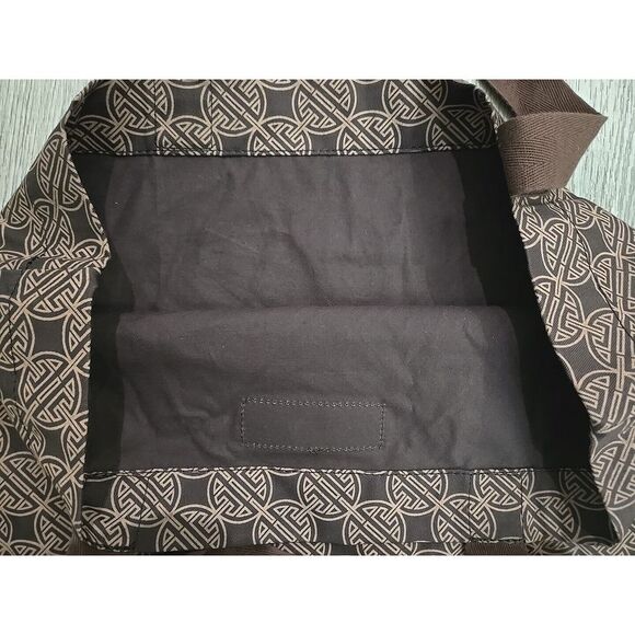 ANTONIO MELANI BROWN & TAN CANVAS/CLOTH TOTE BAG PURSE 16" X 17.5" SHOPPING TOTE - Picture 3 of 5